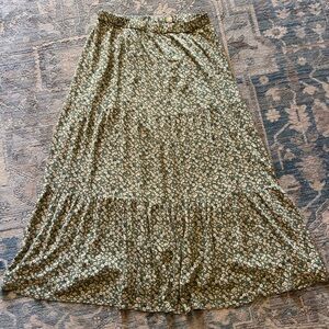 American Eagle Green Floral Maxi Skirt